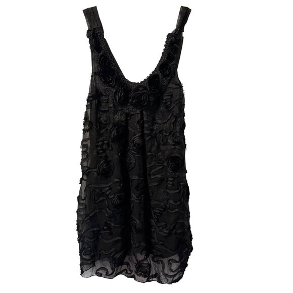 My Pretty Angel Black Sleeveless Dress With Rosette Applique Details . NWOT - Picture 2 of 12